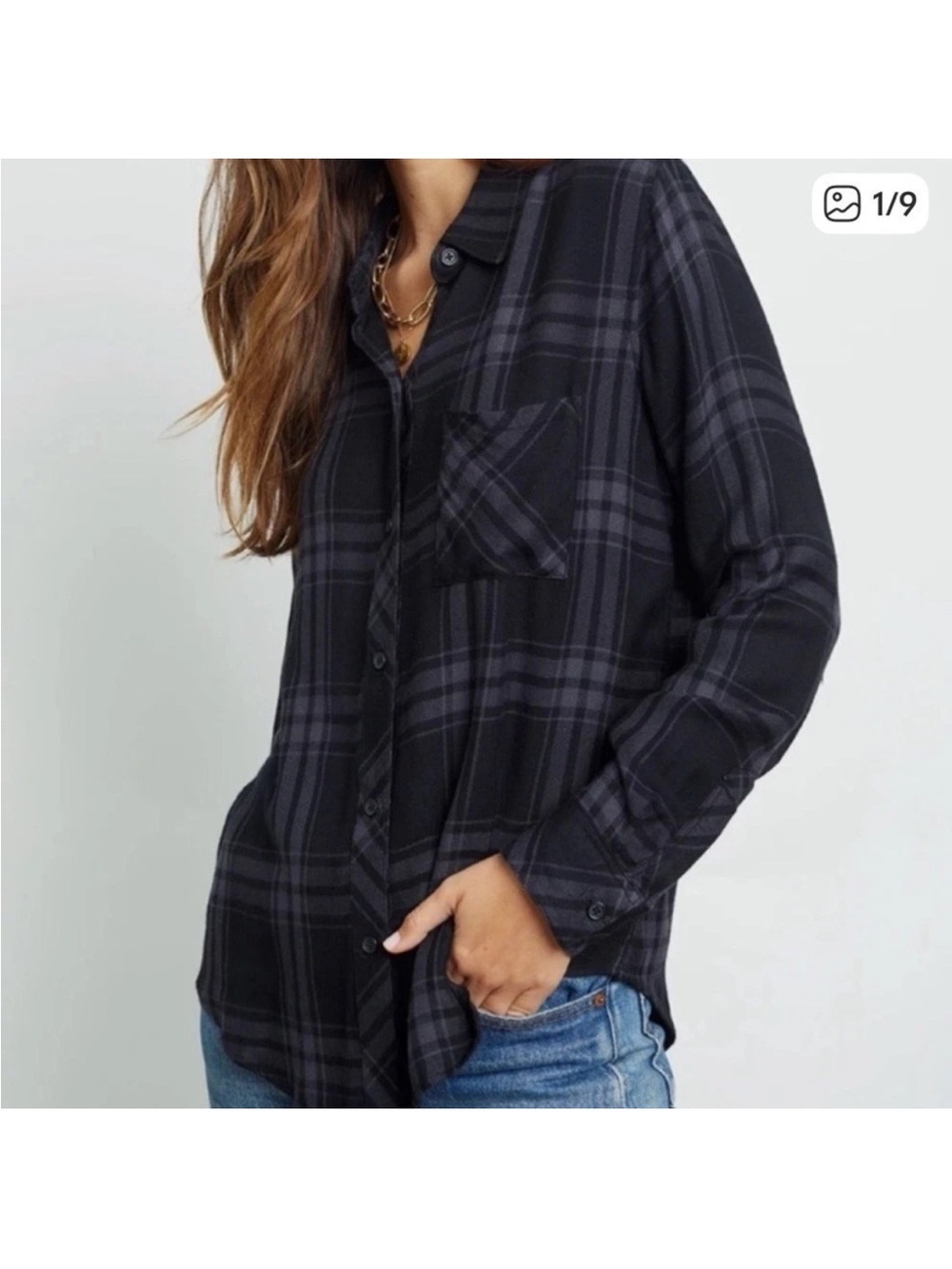 Rails Hunter  Black  Plaid Button Down Shirt | EUC caboncore Normcore X Small